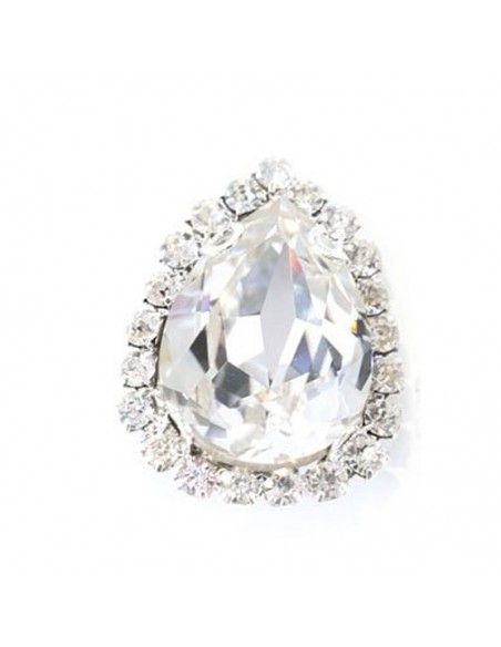 Drop stone setting 1,8X2,5  cm Crystal -Silver