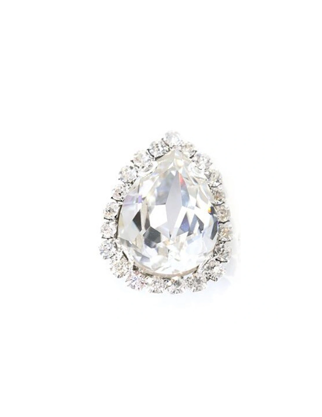 Pietra con castone Goccia cm 1,8X2,5 Crystal-Silver