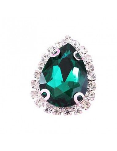Drop Stone setting cm 1,8X2,5 Emerald-Silver