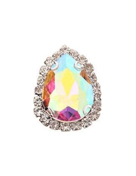 Drop stone setting 1,8X2,5 cm Crystal AB-Silver