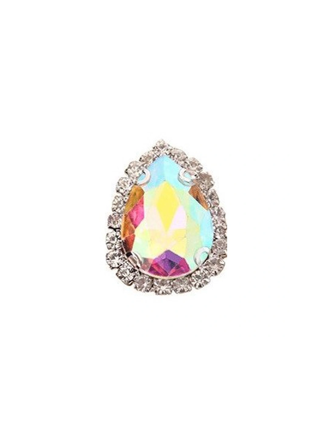Drop stone setting 1,8X2,5 cm Crystal AB-Silver