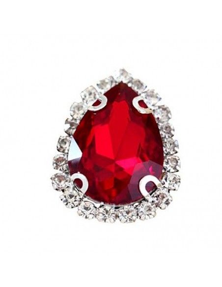 Drop stone setting 1,8X2,5 cm  Lt. Siam-Silver