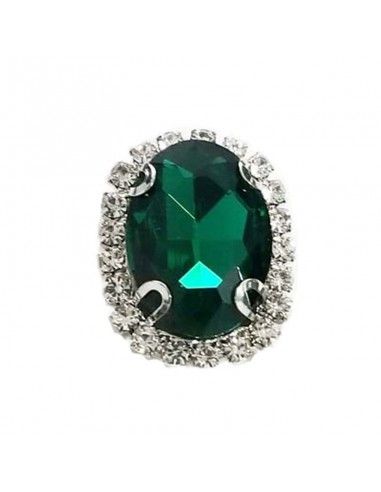 Pietra con castone Ovale cm 1,8X2,3 Emerald-Silver