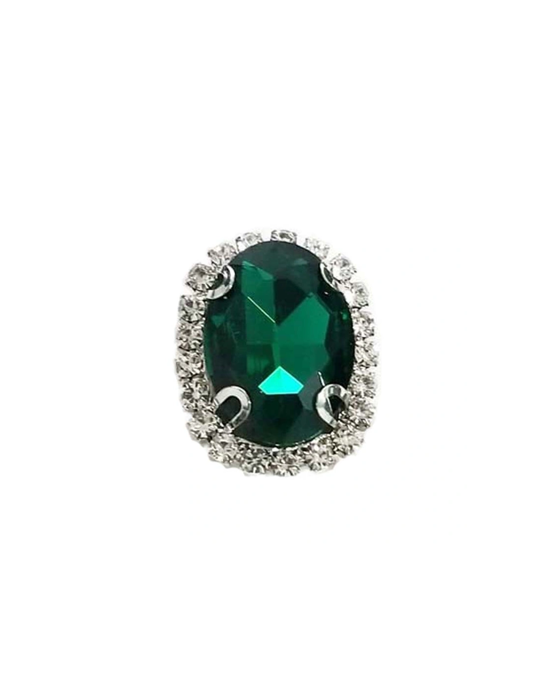 Pietra con castone Ovale cm 1,8X2,3 Emerald-Silver