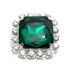 Pietra con castone Quadrata cm 1,8X1,8 Emerald-Silver