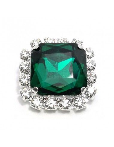 Pietra con castone Quadrata cm 1,8X1,8 Emerald-Silver