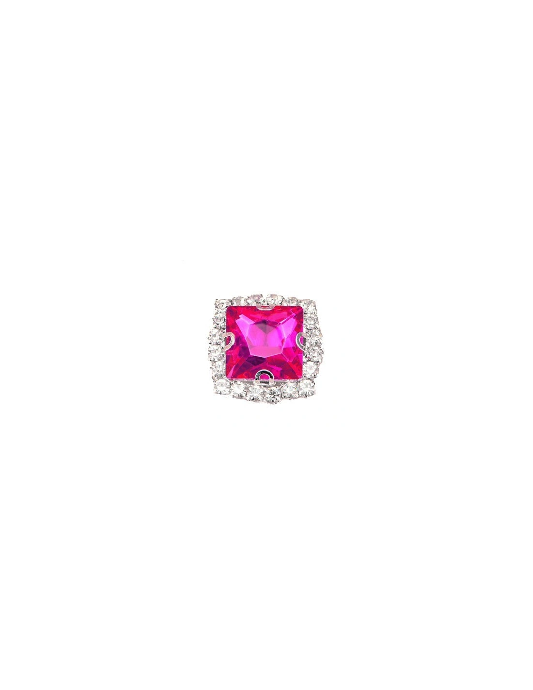 Square Stone setting 1,8X1,8 cm Fuchsia-Silver
