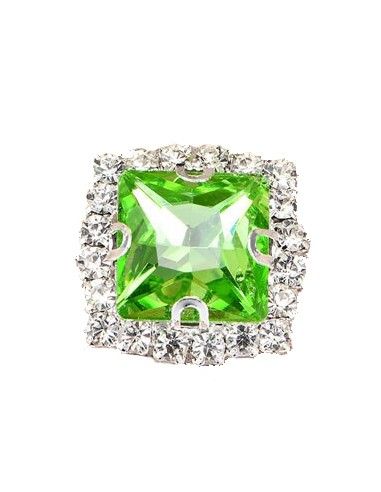 Pietra con castone Quadrata cm 1,8X1,8 Peridot-Silver