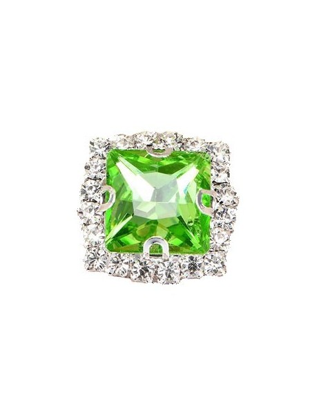 Pietra con castone Quadrata cm 1,8X1,8 Peridot-Silver