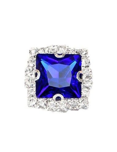 Pietra con castone  Quadrata cm 1,8X1,8 Sapphire-Silver