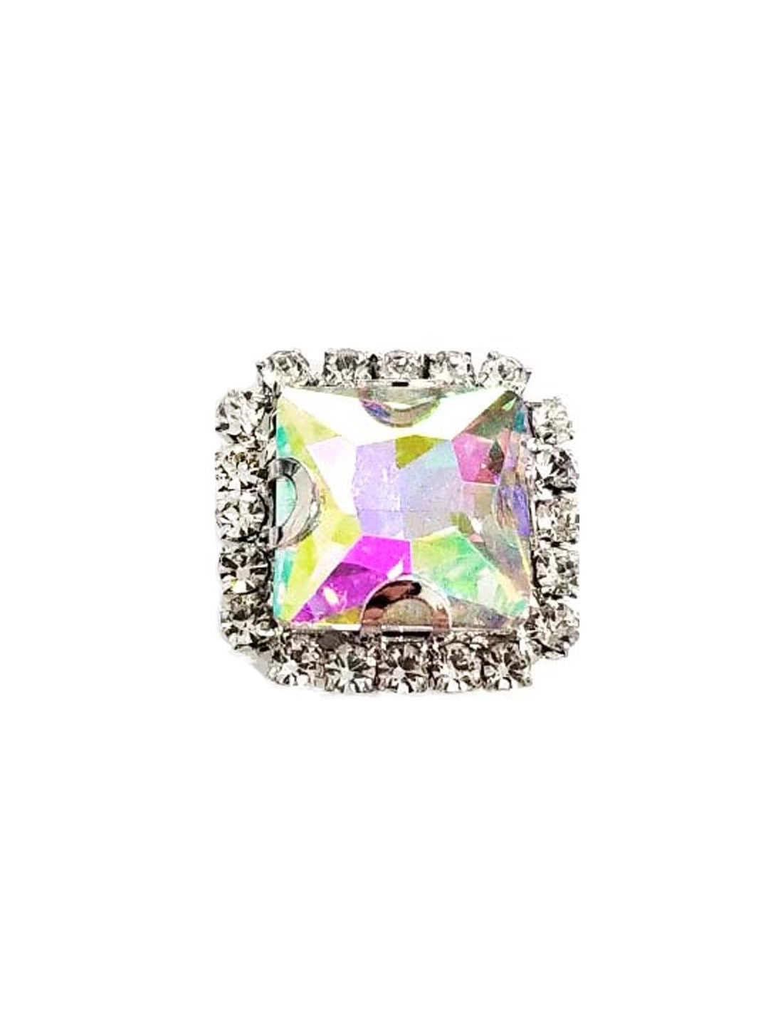 Square Stone setting 1,8X1,8 cm Crystal Aurora Borealis-Silver
