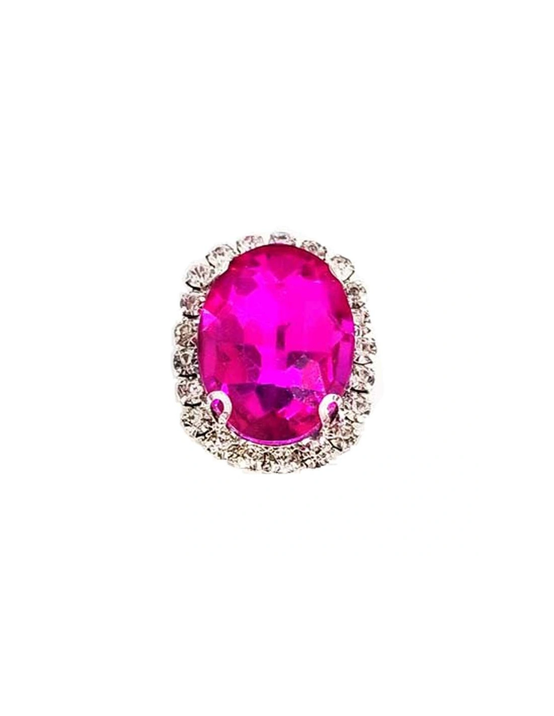 Oval Stone setting 1,8X2,3 cm Fuchsia-Silver