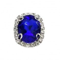 Oval Stone setting 1,8X2,3 cm Sapphire-Silver