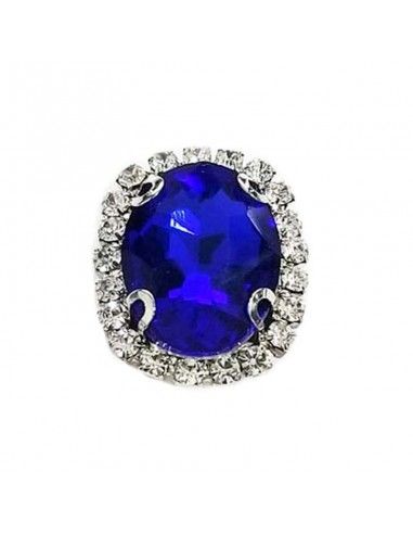 Oval Stone setting 1,8X2,3 cm Sapphire-Silver