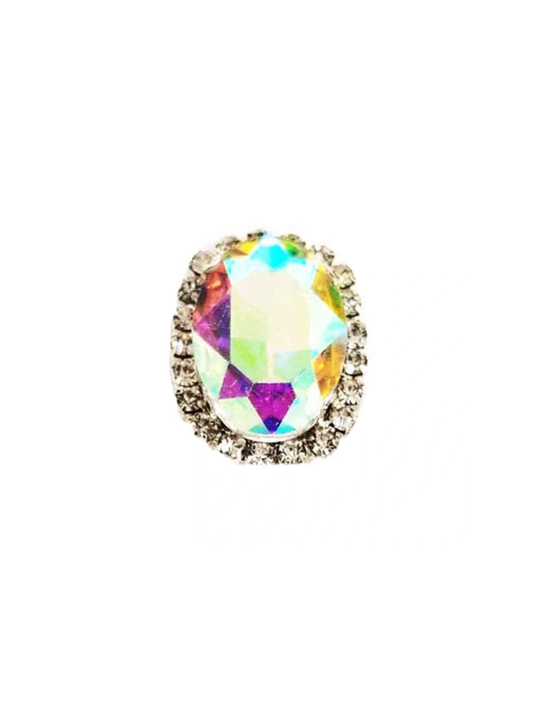 Oval Stone setting 1,8X2,3 cm Crystal AB-Silver
