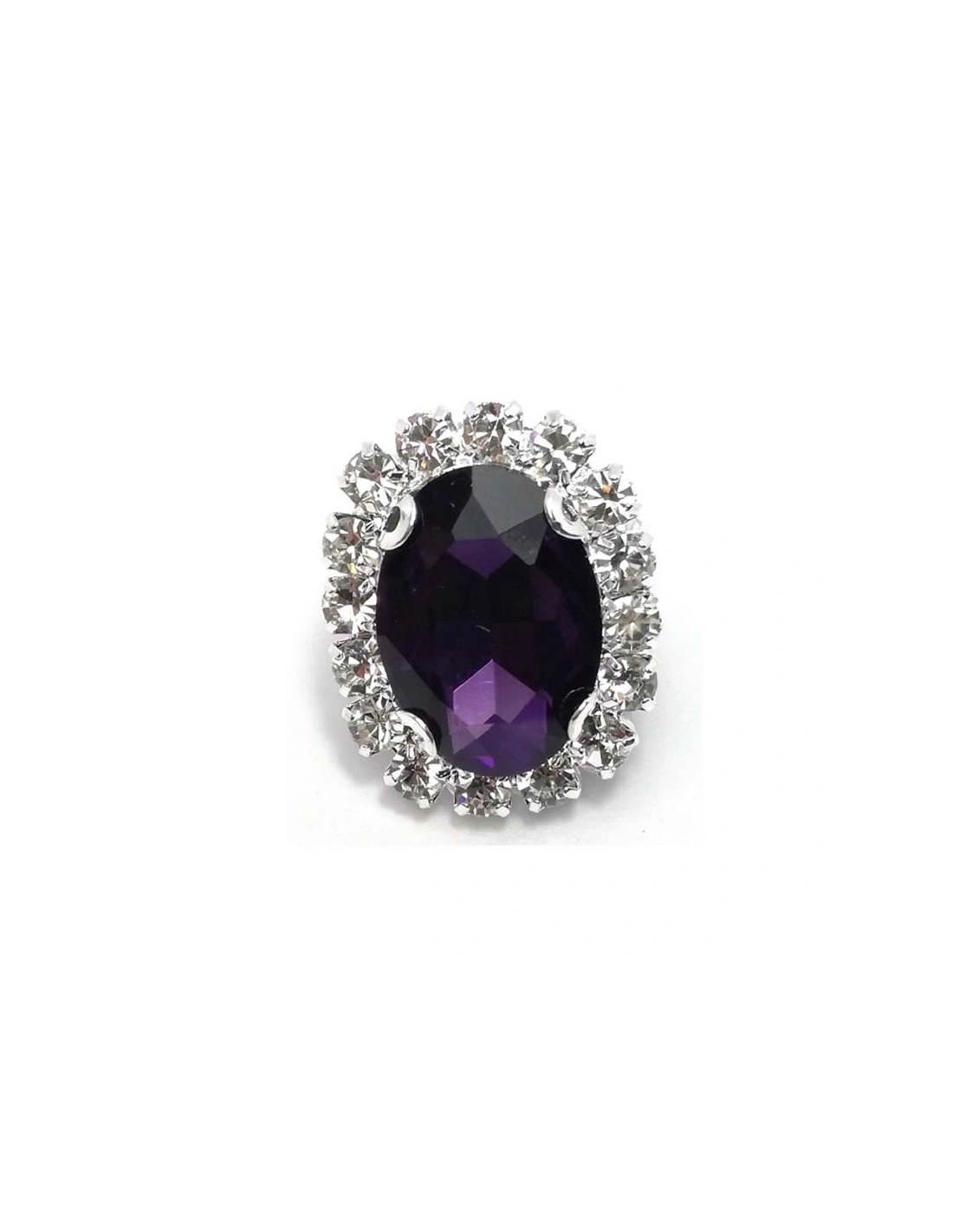 Oval Stone setting 1.9x2.3 cm Amethyst-Silver