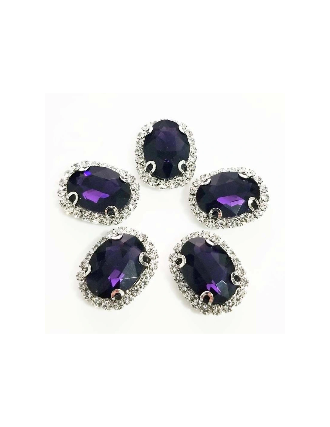Pietra con castone  Ovale cm 1,9x2,3 Amethyst-Silver