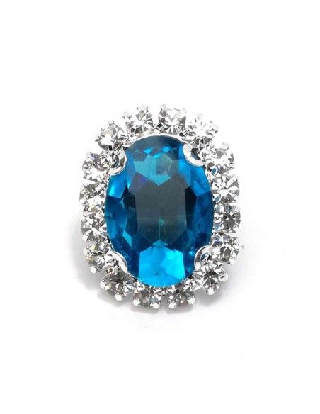 Pietra con  castone Ovale cm 1,9x2,3 Blue Zircon-Silver Pietra con  castone Ovale cm 1,9x2,3 Blue Zircon-Silver