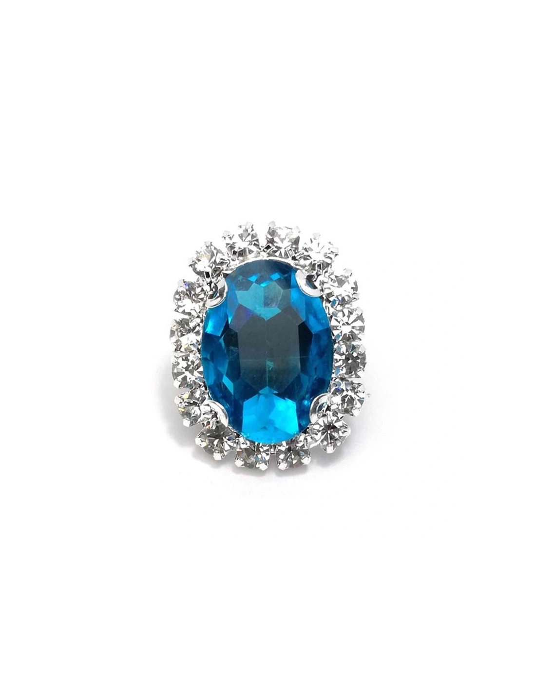 Oval Stone setting 1.9x2.3 cm Blu Zircon-Silver