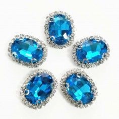 Oval Stone setting 1.9x2.3 cm Blu Zircon-Silver 2