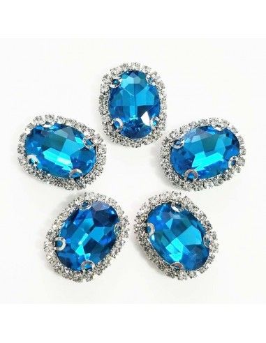 Pietra con  castone Ovale cm 1,9x2,3 Blue Zircon-Silver Pietra con  castone Ovale cm 1,9x2,3 Blue Zircon-Silver
