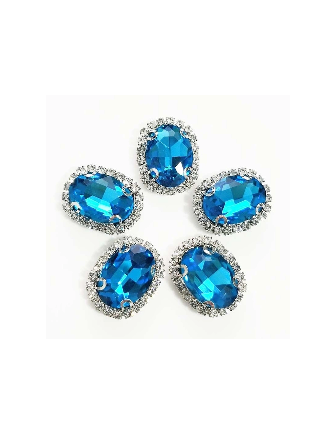 Pietra con  castone Ovale cm 1,9x2,3 Blue Zircon-Silver