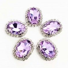 Oval Stone setting cm 1,9x2,3 Violet-Silver 2