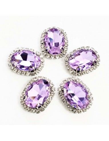 Oval Stone setting cm 1,9x2,3 Violet-Silver Oval Stone setting cm 1,9x2,3 Violet-Silver