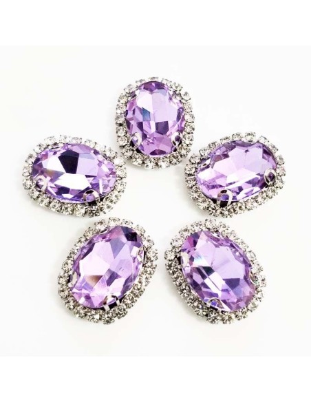 Pietra con castone Ovale cm 1,9x2,3 Violet-Silver