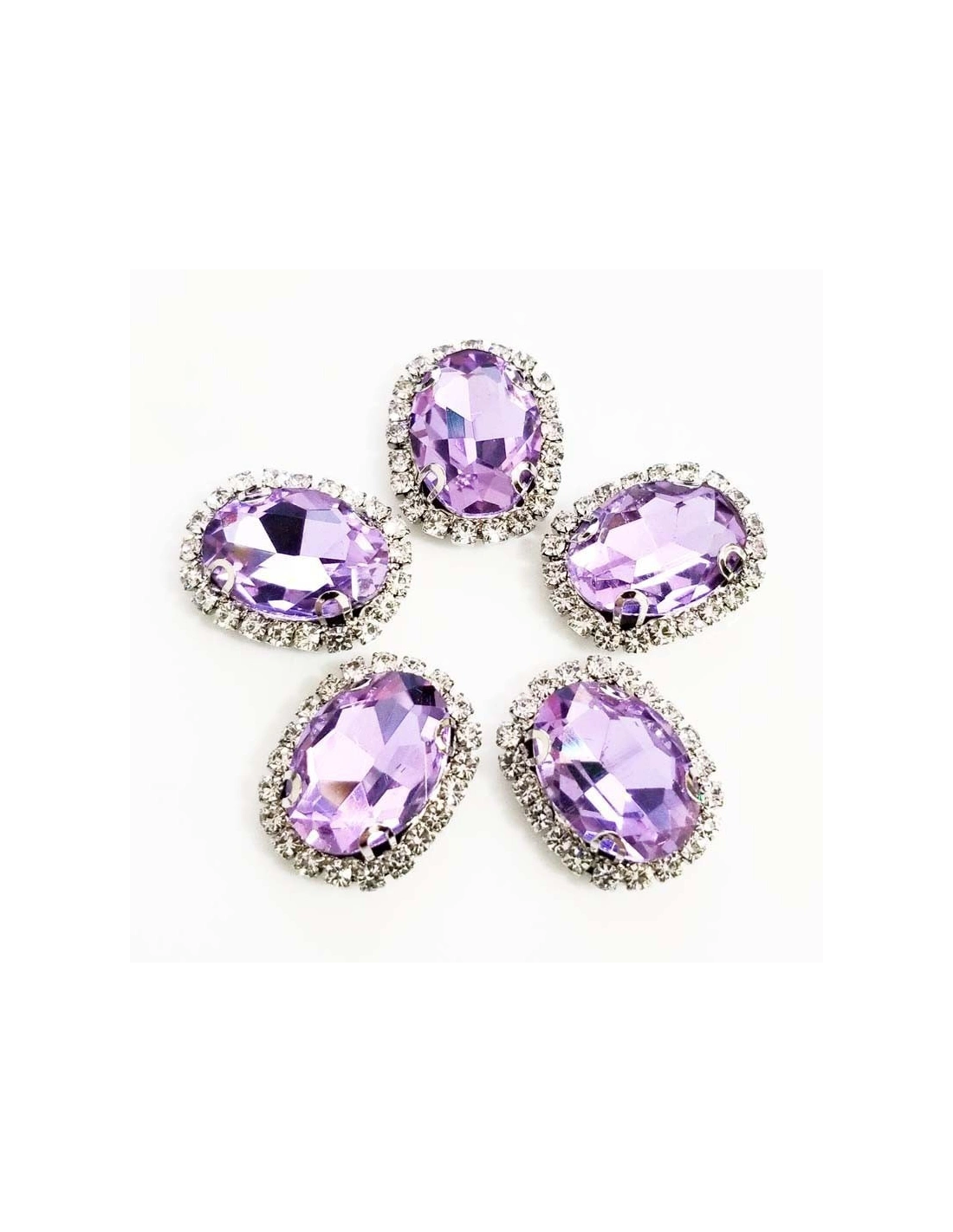 Pietra con castone Ovale cm 1,9x2,3 Violet-Silver