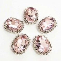 Pietra con castone Ovale cm 2,5x3,5 Light Rose-Silver 2