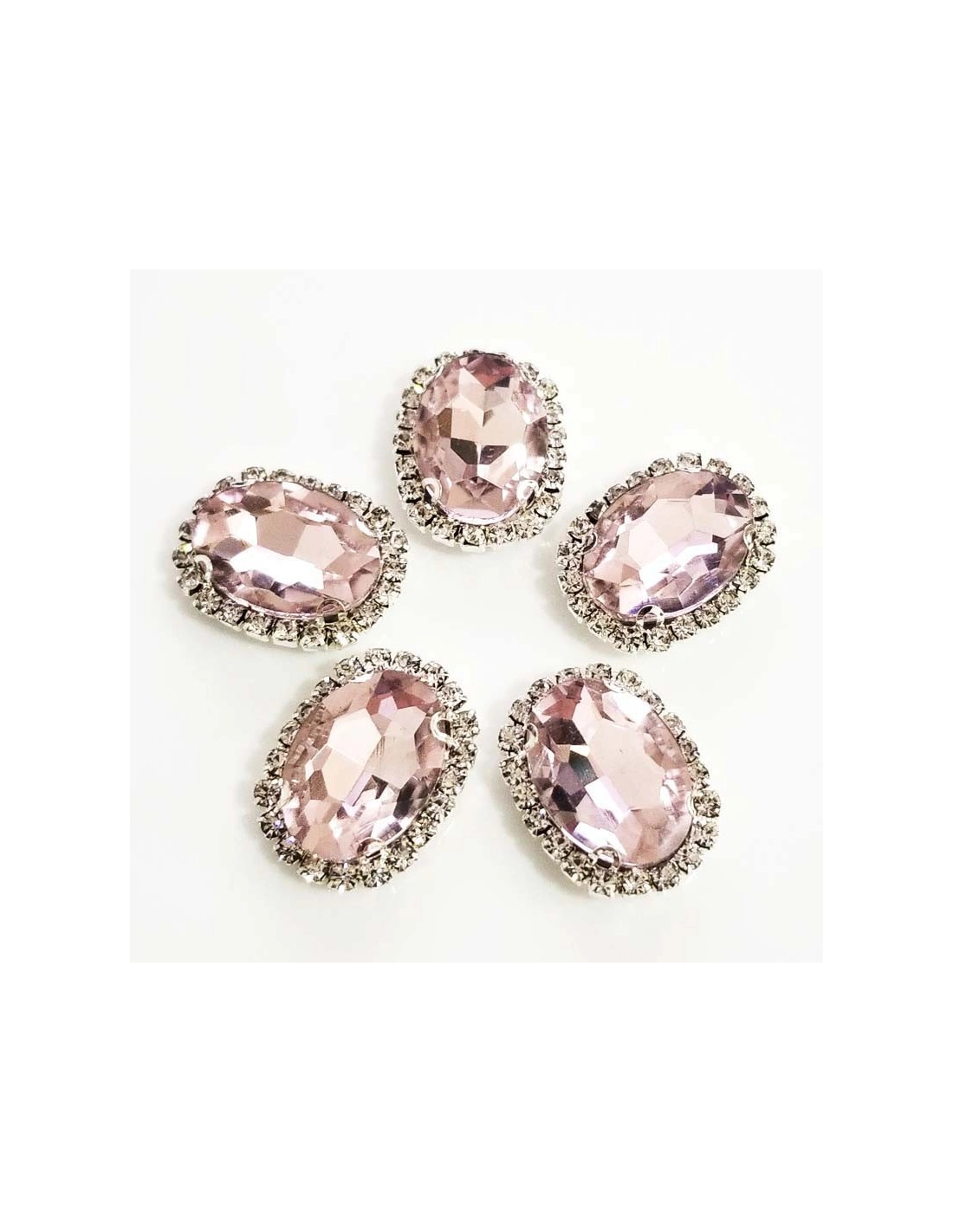Oval stone setting  cm 2,5x3,5 Light Rose-Silver