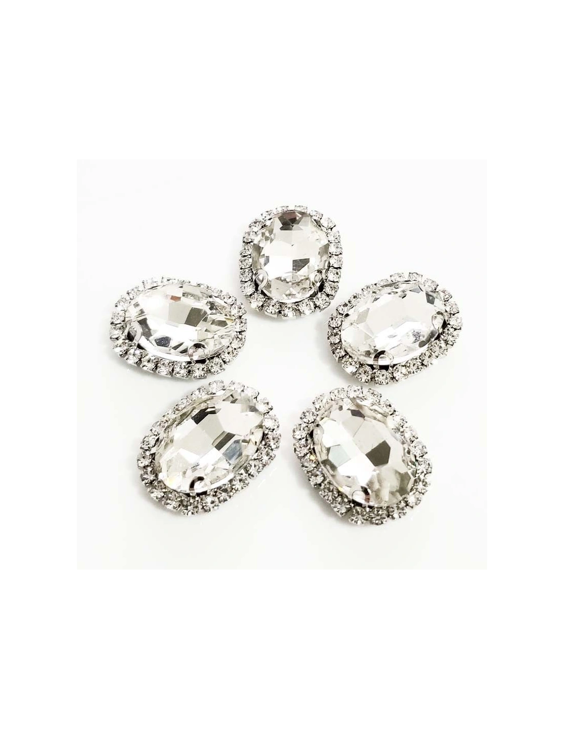 Oval Stone setting cm 2,5x3,5 Crystal-Silver