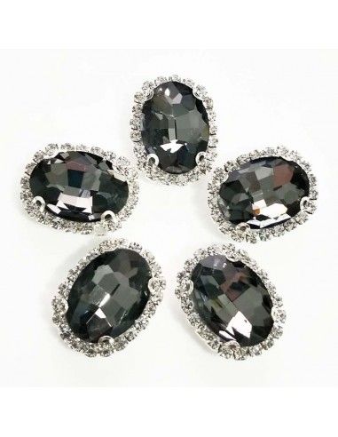 Oval Stone setting cm 2,5x3,5 Black Diamond-Silver Oval Stone setting cm 2,5x3,5 Black Diamond-Silver