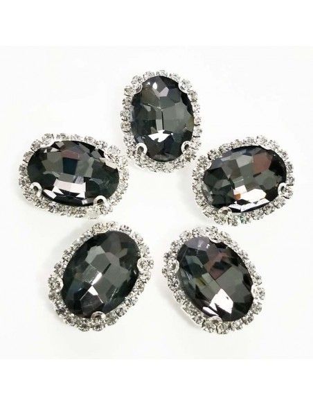 Oval Stone setting cm 2,5x3,5 Black Diamond-Silver Oval Stone setting cm 2,5x3,5 Black Diamond-Silver