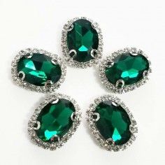 Oval Stone setting cm 2,5x3,5 Emerald-Silver 2