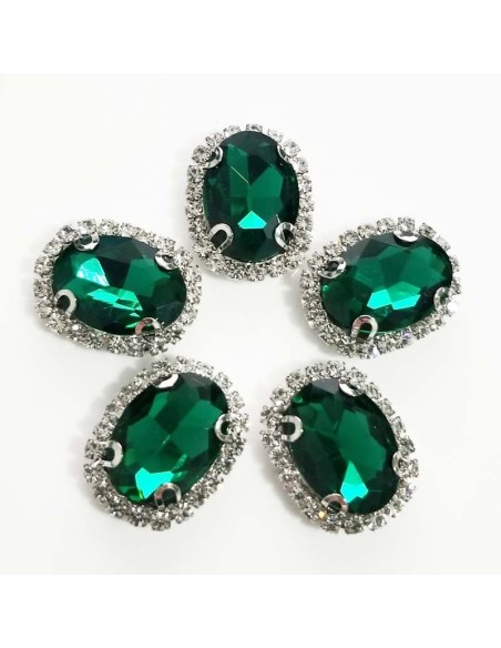 Oval Stone setting cm 2,5x3,5 Emerald-Silver