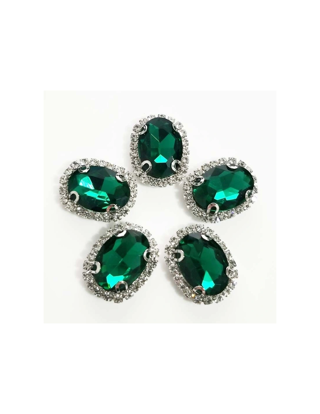 Oval Stone setting cm 2,5x3,5 Emerald-Silver