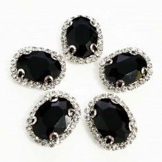 Pietra con castone Ovale cm 2,5x3,5 Black-Silver 2