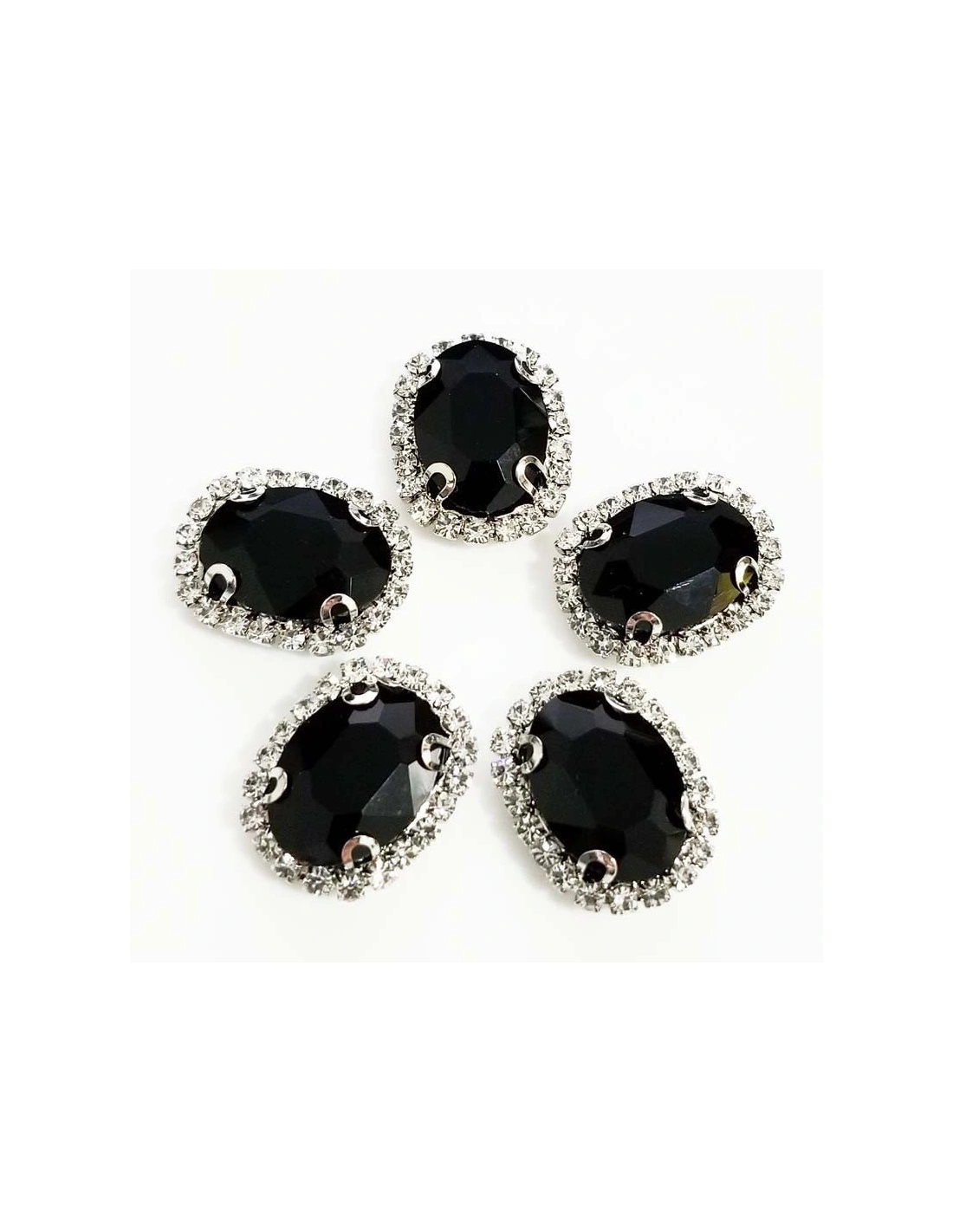 Oval Stone setting cm 2,5x3,5 Black-Silver