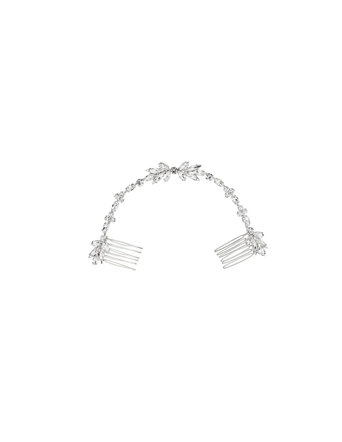 Acconciatura da Sposa cm 22,5x1,5 con pietre incastonate su filo in metallo Silver - 1PZ - Home