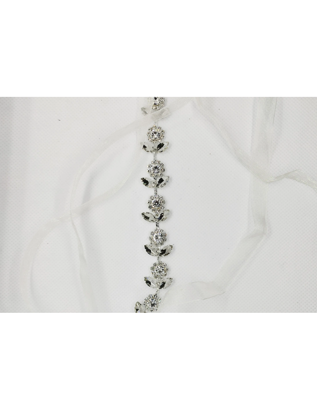 Cerchietto da Sposa cm 27X1,5 con pietre incastonate su filo in metallo Silver - 1PZ - Home