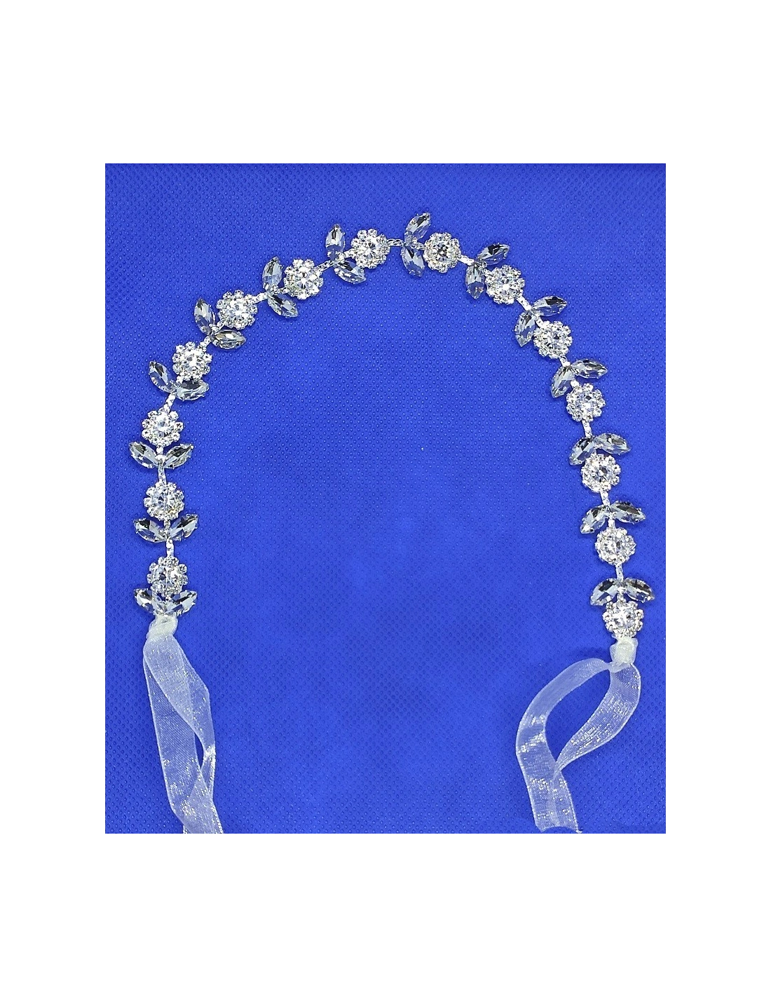 Bridal headband 27X1.5 cm with stones set on silver metal wire - 1 pc - Home