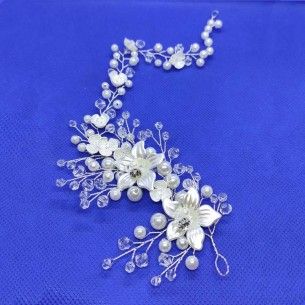 Acconciatura da Sposa Strass Perle Biconi su filo in metallo Silver - Accessori  per capelli