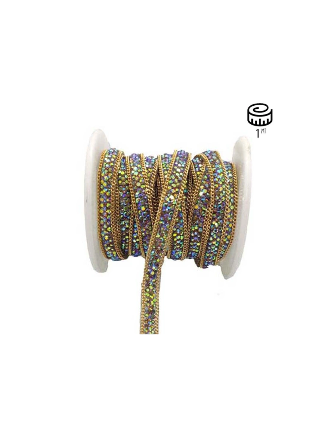 Bordura Strass Gioiello Termoadesiva mm 8 Lt. Col. Topaz AB - 1M