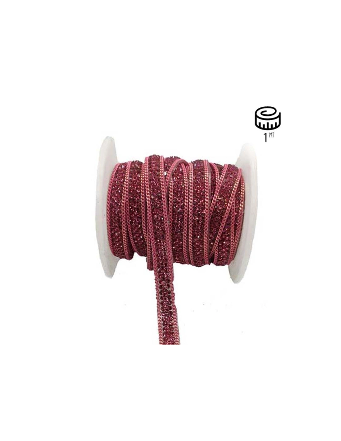 Border Rhinestones Hotfix jewel 8 mm Rose - 20 CM - Rhinestone chains