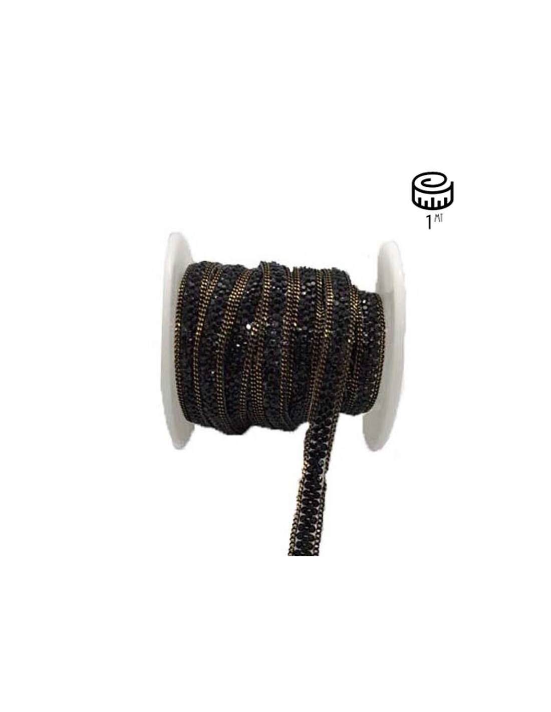 Bordura Strass Gioiello Termoadesiva mm 8 Jet- 1M