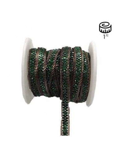 Bordura Strass Gioiello Termoadesiva mm 8 Emerald- 1M