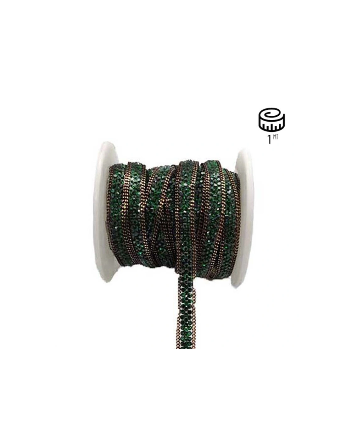 Border Rhinestones  Hotfix jewel 8 mm Emerald - 20 CM - Rhinestone chains