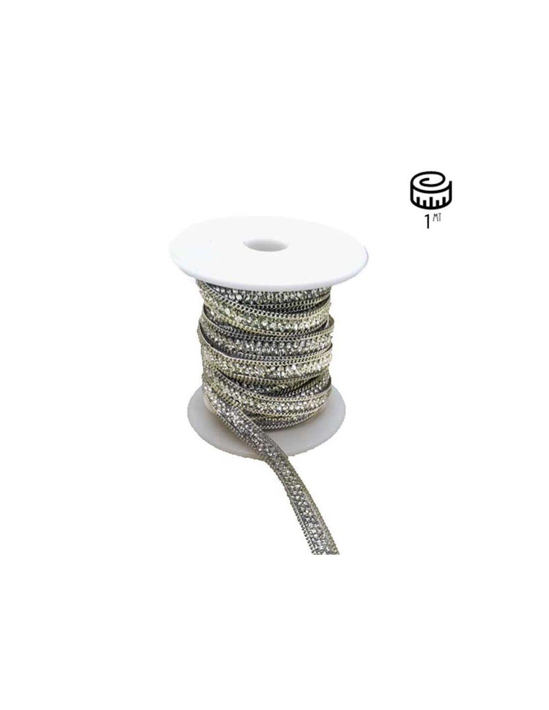 Bordura Strass Gioiello Termoadesiva mm 8 Crystal - 20 CM - Catene strass
